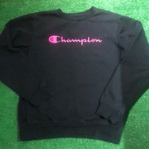 Kids champion crew neck sweatshirt size XL with embroidered lettering